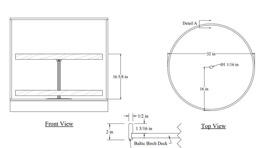 Century Components Signature Pro Series Lazy Susan - Two 32" Full Round Shelves - Hardware Sold Separately (SIGSHO32FRPF-PRO)
