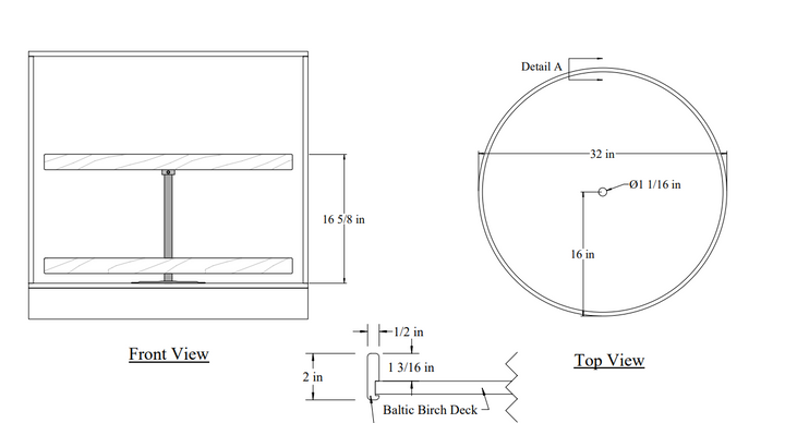 Century Components Signature Pro Series Lazy Susan - Two 32" Full Round Shelves - Hardware Sold Separately (SIGSHO32FRPF-PRO)