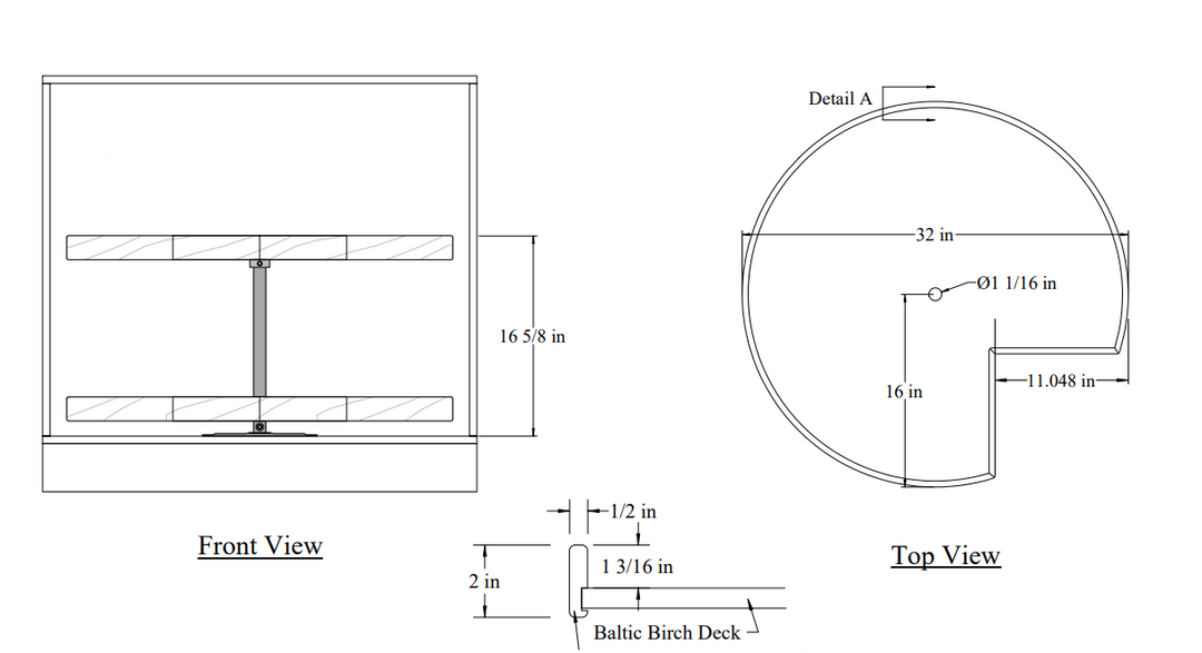 Century Components Signature Pro Series Lazy Susan - Two 32" Pie Cut Shelves - Hardware Sold Separately (SIGSHO32PCPF-PRO)