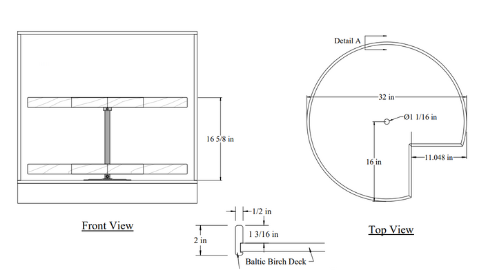 Century Components Signature Pro Series Lazy Susan - Two 32" Pie Cut Shelves - Hardware Sold Separately (SIGSHO32PCPF-PRO)