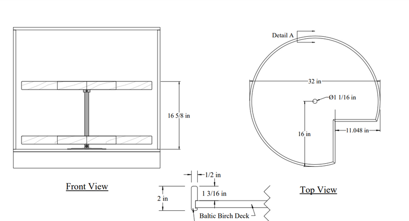 Century Components - Signature Series Lazy Susan - Two 32" Pie Cut Shelves With Hardware - SIGSHO32PCPF