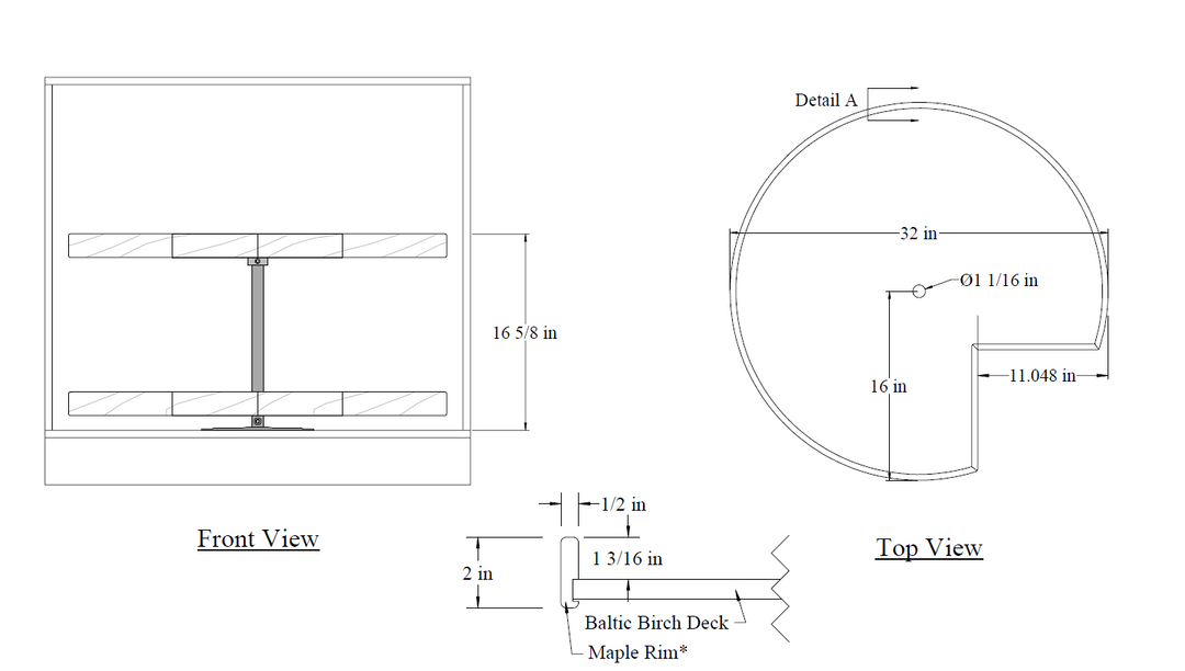 Century Components Walnut Creek Signature Pro Series Lazy Susan - Two 32" Pie Cut Shelves - Hardware Sold Separately (WCCSIGSHO32PCPF-PRO)
