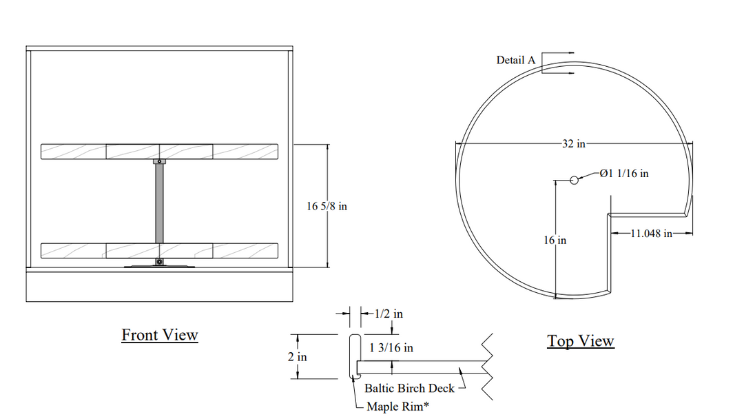 Century Components 32" Pie Cut Lazy Susan Trays Only - Hardware Sold Separately (SHO32PCPF)