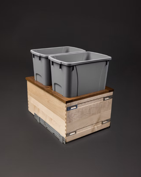 Century Components 18" Walnut Creek Double 34 Quart Bottom Mount Waste Container (WCCBM175-34PF-GR)