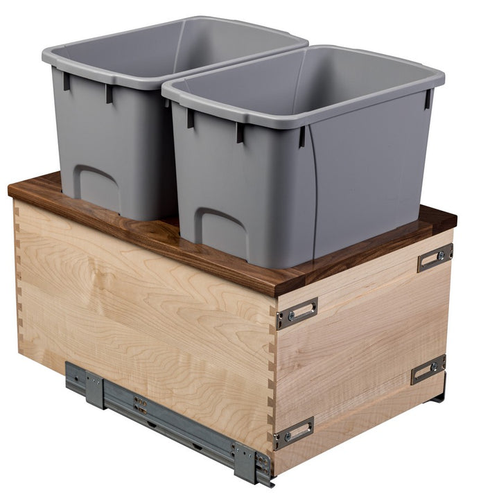 Century Components 18" Walnut Creek Double 34 Quart Bottom Mount Waste Container (WCCBM175-34PF-GR)