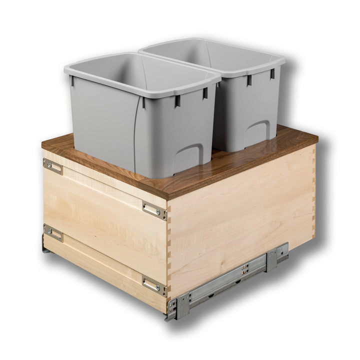 18" Walnut Creek Double 34 Quart Bottom Mount Waste Container in maple and walnut