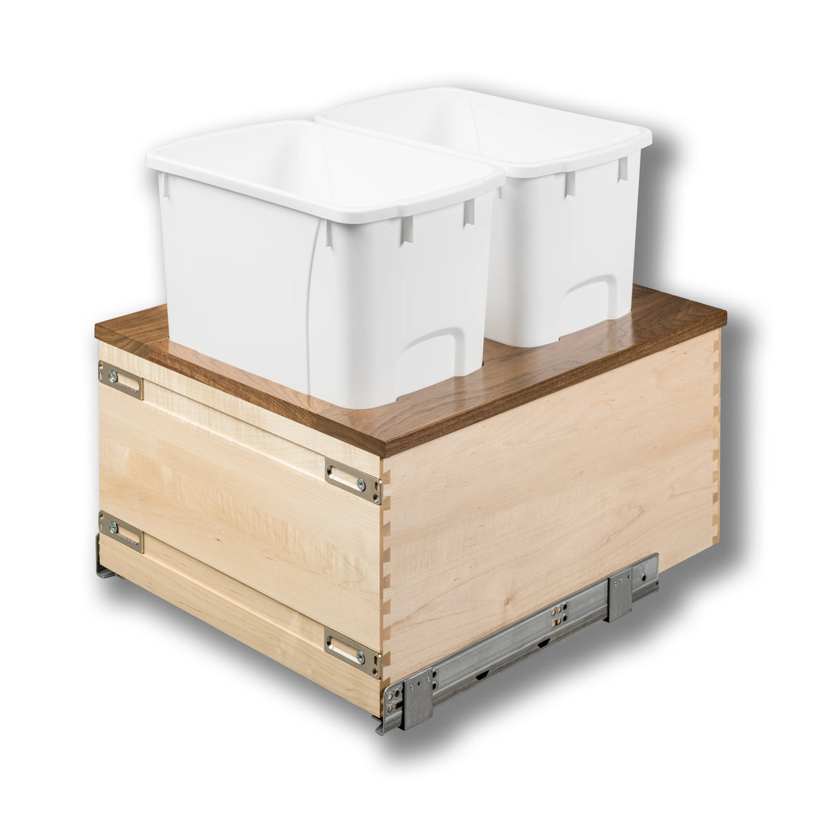 18" Walnut Creek Double 34 Quart Bottom Mount Waste Container in maple and walnut
