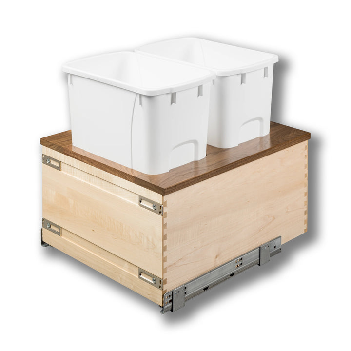 18" Walnut Creek Double 34 Quart Bottom Mount Waste Container in maple and walnut