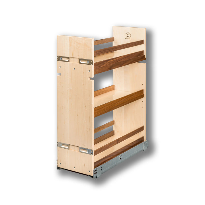 9" Walnut Creek Series Base Cabinet Organizer in maple and walnut, studio view 2