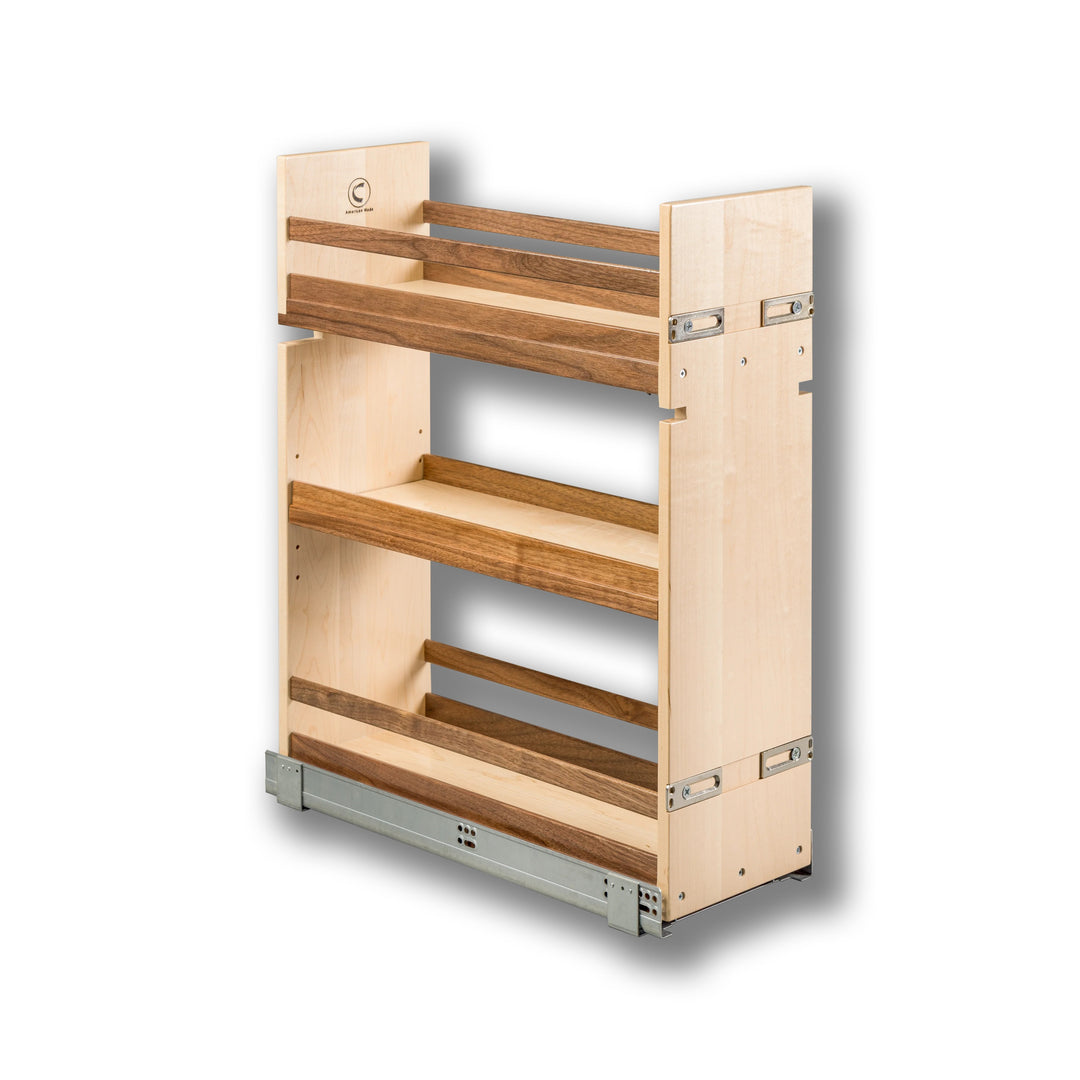9" Walnut Creek Series Base Cabinet Organizer in maple and walnut, studio view 4