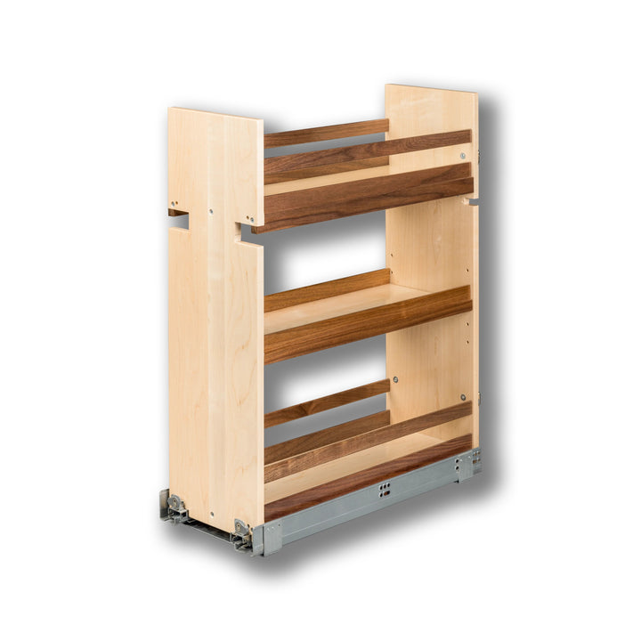 9" Walnut Creek Series Base Cabinet Organizer in maple and walnut, studio view 5