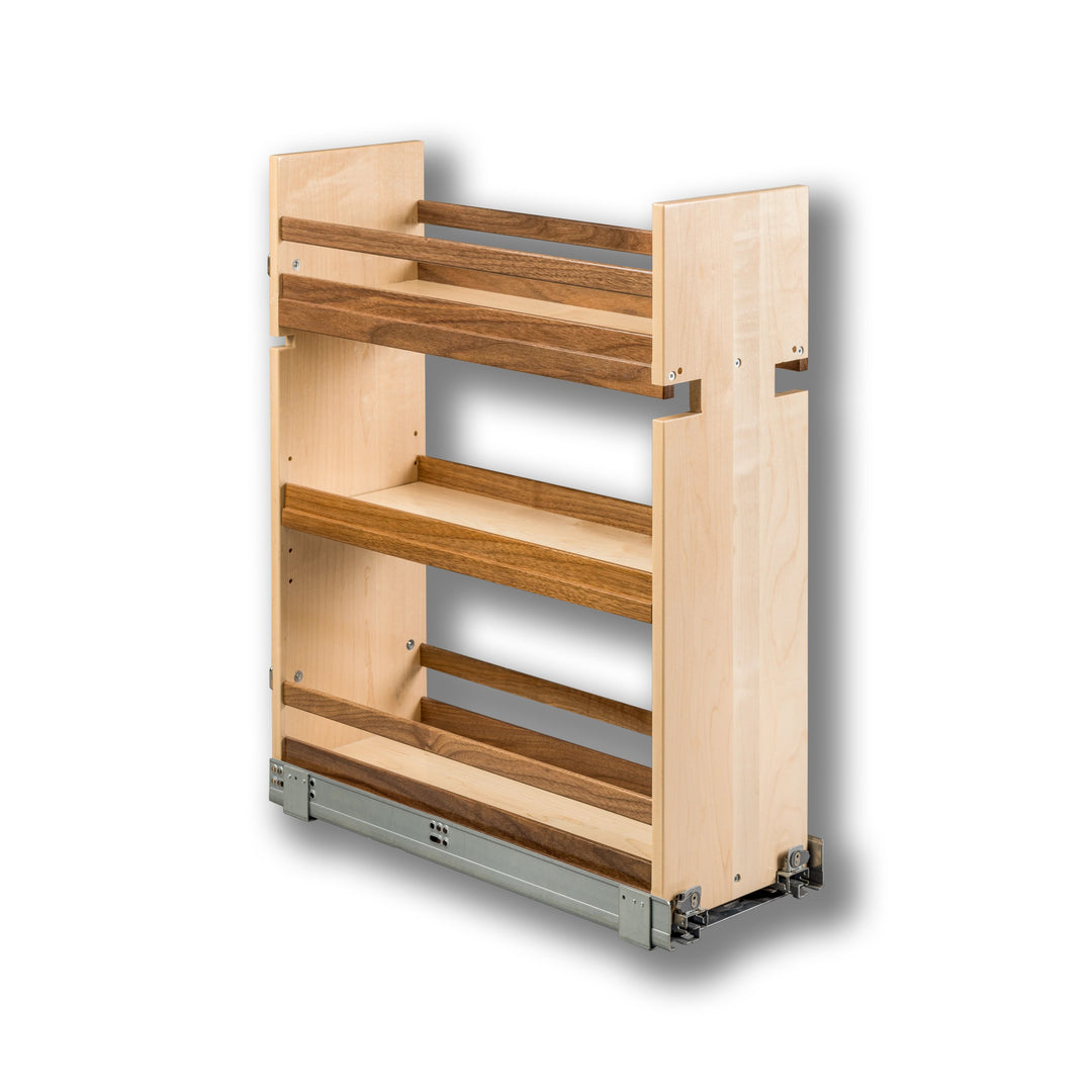 9" Walnut Creek Series Base Cabinet Organizer in maple and walnut, studio view 6