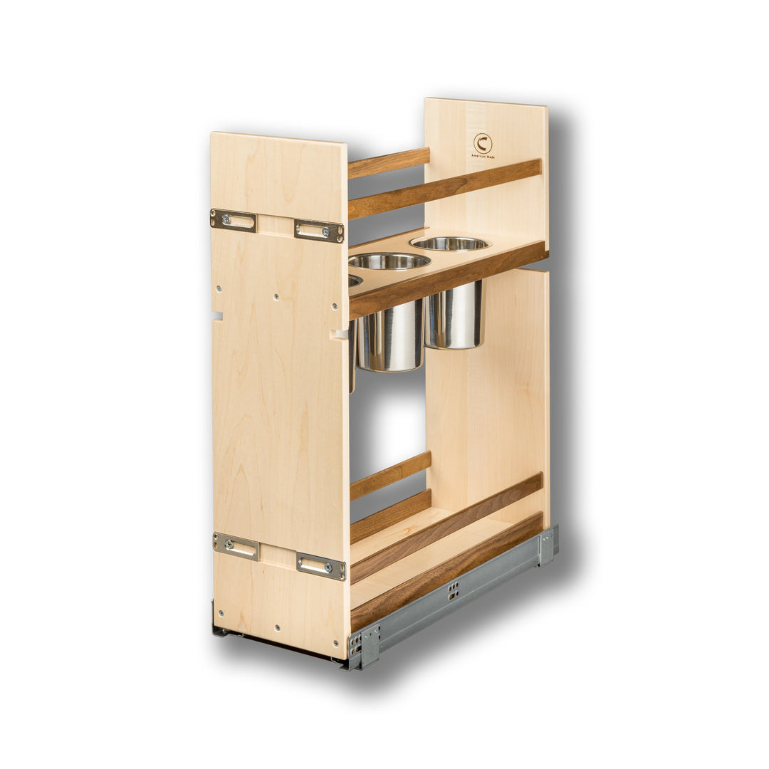 9" Walnut Creek Series Pull-Out Canister Organizer in maple and walnut