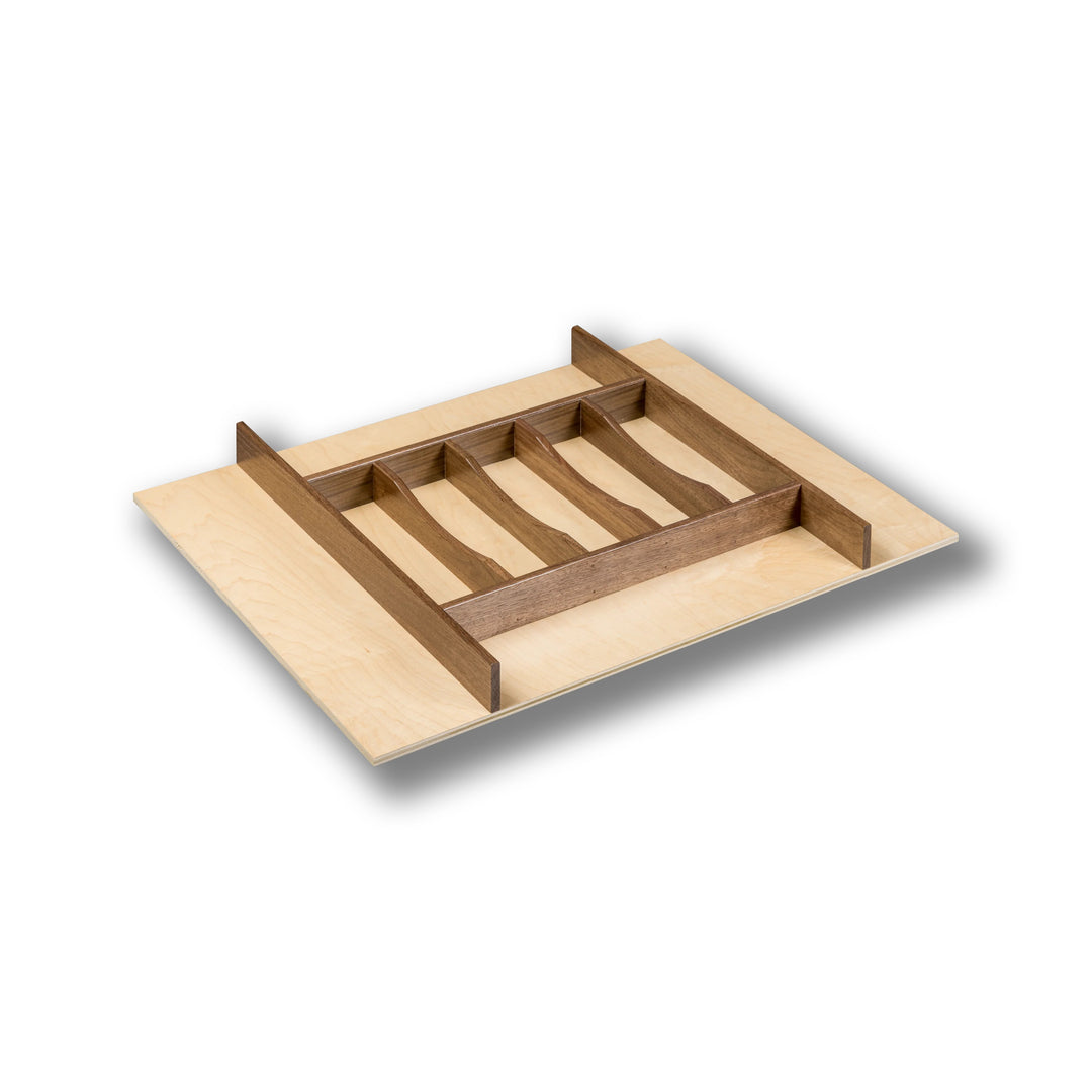 26" Walnut Creek Series Silverware Tray Insert in maple and walnut, studio view 2
