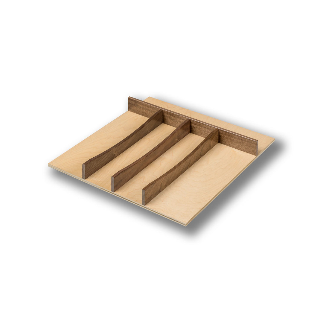 18" Walnut Creek Series Utensil Tray Insert in maple and walnut, studio view 2