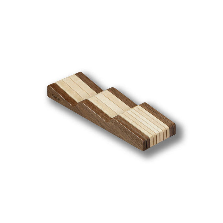 5 1/2" Walnut Creek Wave Knife Block in maple and walnut, studio view 4