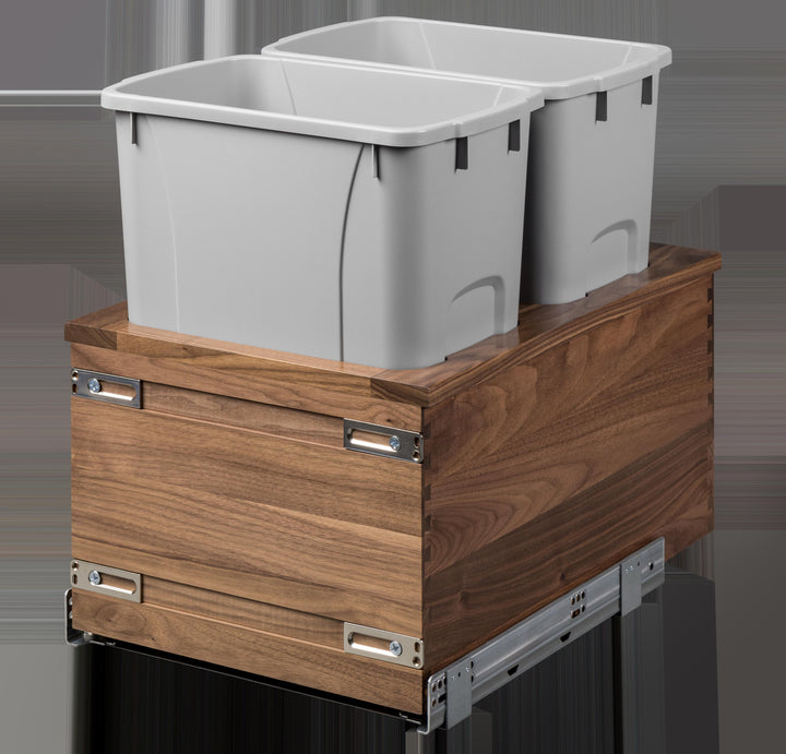Century Components 14 1/2" Riviera Series 34 Quart Bottom Mount Waste Container - Walnut (RIVBM145-34PF-GR)