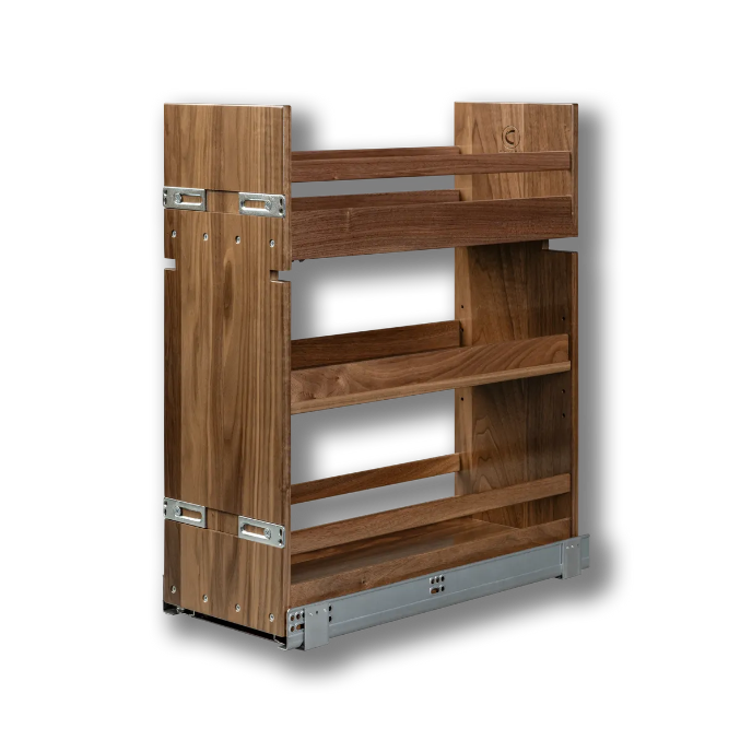 Century Components 7 1/2" Riviera Series Base Cabinet Organizer / Walnut For 7 1/2" Cabinet Opening (RIVBO70PF)