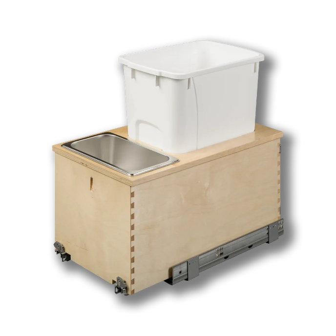 Century Components 12" Cascade Series Bottom Mount Waste Container with TOUCH-TO-OPEN, 34 Quart (CASBM115-34PF-MVTO)