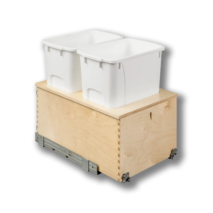 Pull-Out Trash Can Cabinet Organizer - Century Components 15" Cascade Series Bottom Mount with TOUCH-TO-OPEN, 50 Quart (CASBM145-50PF-MVTO)