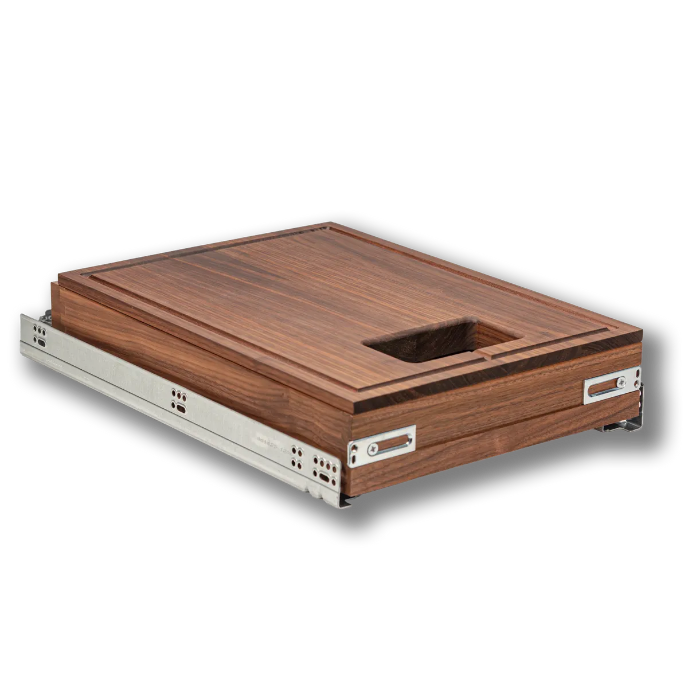 Century Components 16 1/2" Frameless Riviera Series Cutting Board Pull-Out for 50 Quart Waste Container Applications - For 17" Cabinet Opening (RIVCBP160-50PF)