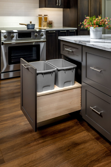 Century Components 15" Signature Series 34 Quart Gray Bottom Mount Waste Container (SIGBM145-34PF-GR)