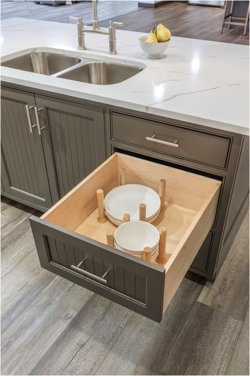 Century Components 30" MagnaBase Deep Drawer Organizer For 30" Cabinet Opening, 8 Maple Pegs (MAGBASE30PF)