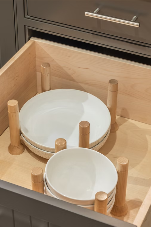 Century Components 30" MagnaBase Deep Drawer Organizer For 30" Cabinet Opening, 8 Maple Pegs (MAGBASE30PF)