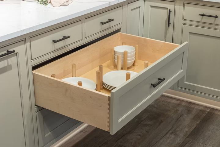 Century Components 30" MagnaBase Deep Drawer Organizer For 30" Cabinet Opening, 8 Maple Pegs (MAGBASE30PF)